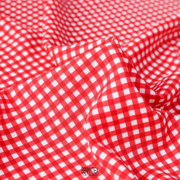 microfibre polyester imprimé vichy rouge