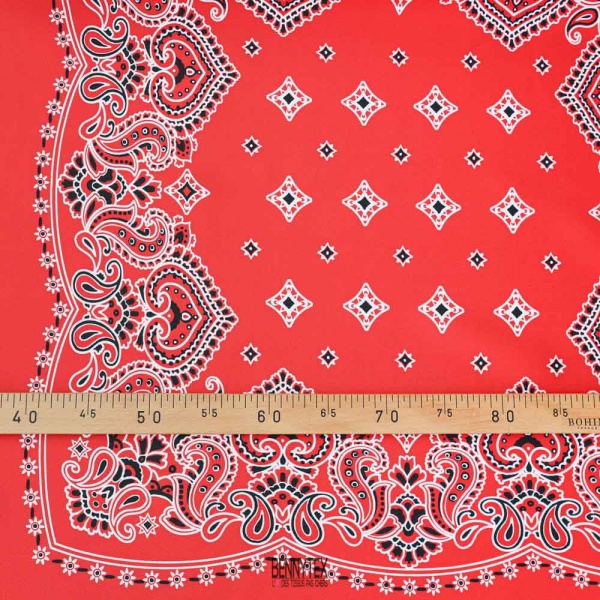 mikado panneau 89cm cabas creation audrina toile bandana panneau rouge vif