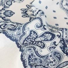 coupon de lin viscose 3 panneaux 280cm luxe sm bleu marine bandana