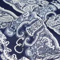 coupon de lin viscose 3 panneaux 280cm luxe sm bleu marine bandana