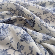 Lin Viscose sauvage Imprimé fleurs cachemire fond creme