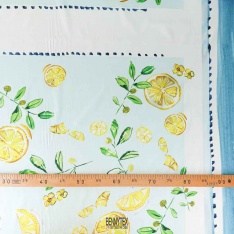 popeline de coton souple base citron et bleu ciel italia