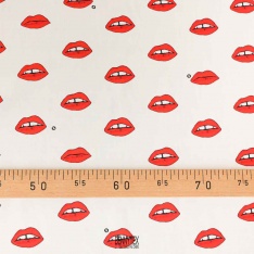 popeline de coton bouche rouge