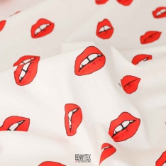 popeline de coton bouche rouge
