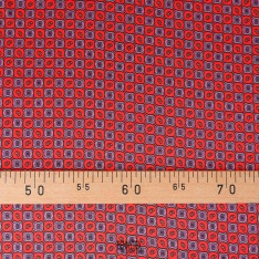 satin viscose haute couture dessin foulard rouge vif et petit dessin fushia