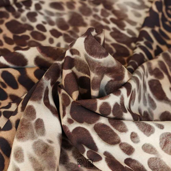 satin viscose luxe a double base leopard ciel