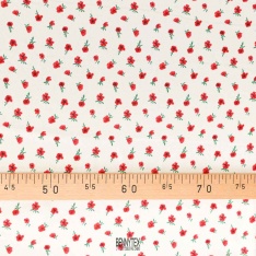 crepe viscose fond cassé petite rose rouge
