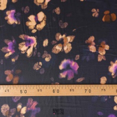 twill satiné haute couture noir aubergine a fleurs violine camel