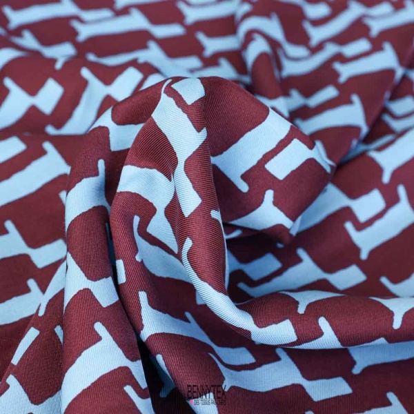 twill fibranne viscose splendide petit chien origamique lie de vin