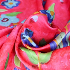satin polyester haute couture prom rose flamme et fleurs
