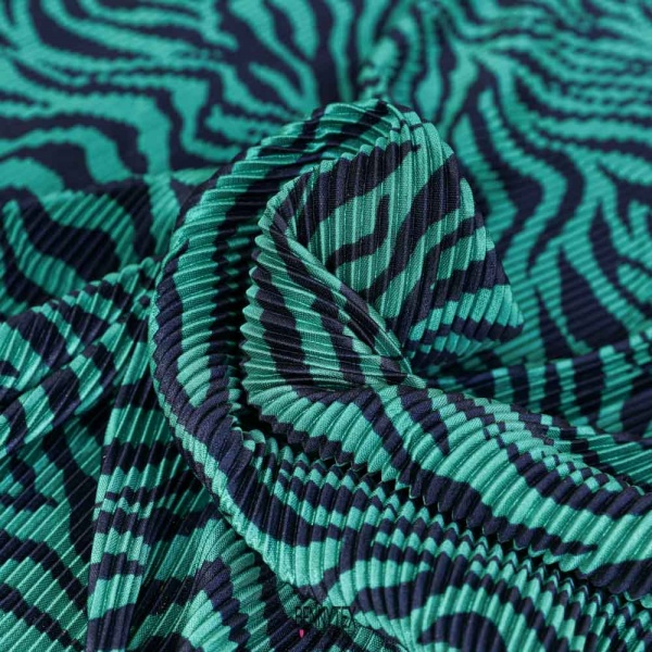 plissé soleil polyester zebre vert canard