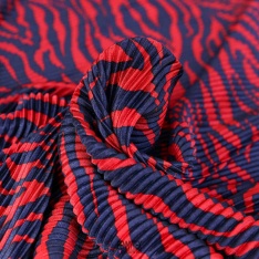 plissé soleil polyester zebre rouge et zebre noir