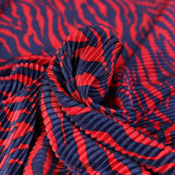 plissé soleil polyester zebre rouge et zebre noir