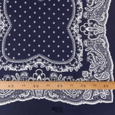 satin de viscose luxe sandra panneau marine et blanc
