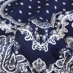satin de viscose luxe sandra panneau marine et blanc