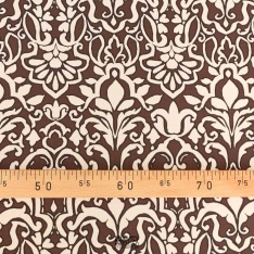 fibranne viscose arabesque fond chocolat noir dessin beige