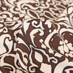 fibranne viscose arabesque fond chocolat noir dessin beige