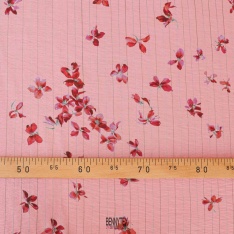 voile viscose polyamide balzouc inspi petite fleurs cerise fond rose