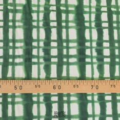 popeline de coton italienne rayure fond ecru et vert gazon