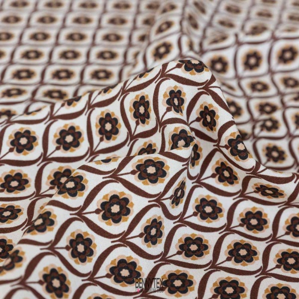 fibranne viscose ethhique fluide tulipe base ton de choco beige marron