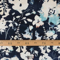 satin de viscose royal lourd de luxe poids ton sur ton fleurs royal bleu marine