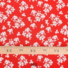 crepe viscose marocain rouge vif petite fleurs