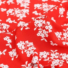 crepe viscose marocain rouge vif petite fleurs