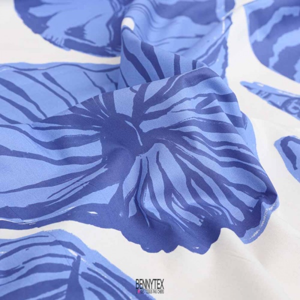 popeline de coton imprimé digital haute couture 120 fils grosse fleurs