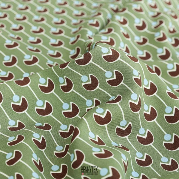 fibranne viscose fond vert olive pac man