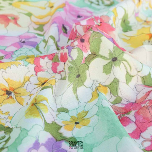popeline de coton souple douce fleurs sublime