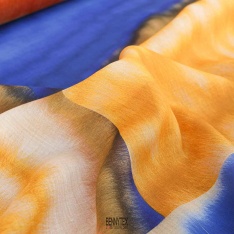 voile de lin viscose dessin carré tie and dye