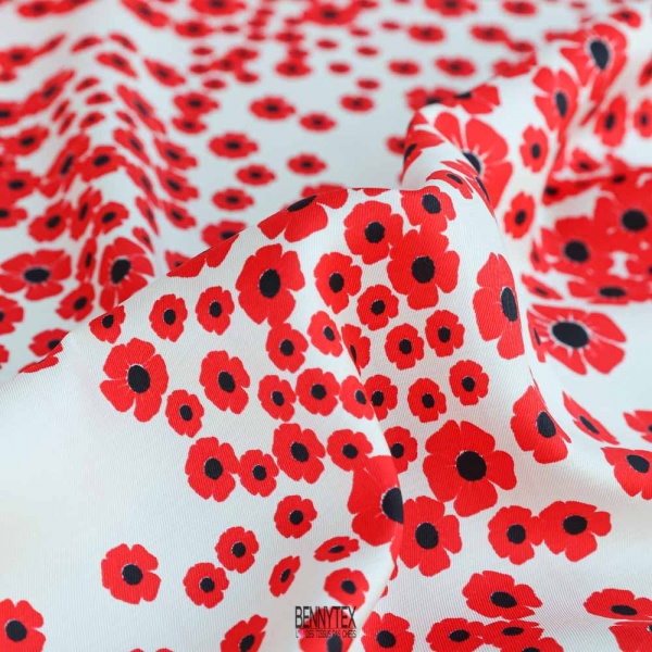 twill viscose petite fleurs fond ecru clair sublime