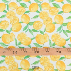 lin coton imprimé citron fond cassé