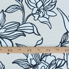 lin viscose grosse fleurs fond poudre beige