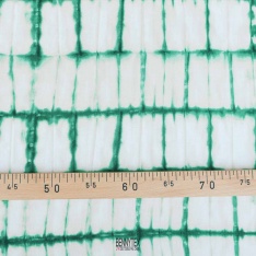 voile de coton carre rayure vert tye and dye fond beige clair et blanc