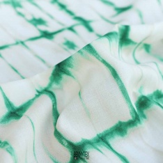 voile de coton carre rayure vert tye and dye fond beige clair et blanc