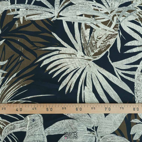 gabardine de coton souple feuille fond noir