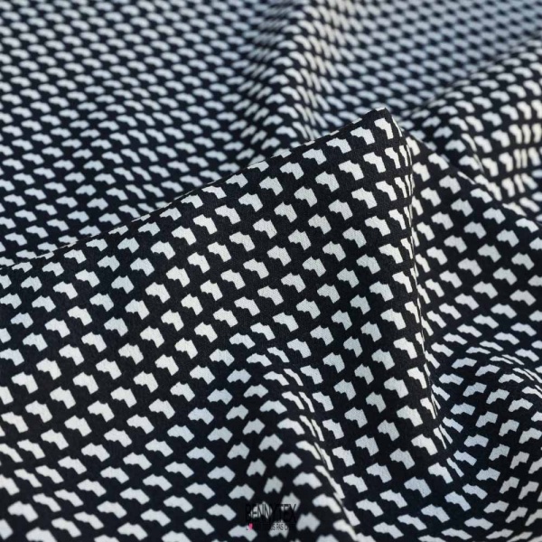 crepe viscose marocain dessin origamique noir et blanc