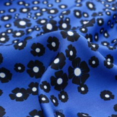 twill viscose moyenne petit fleurs noir fond roi