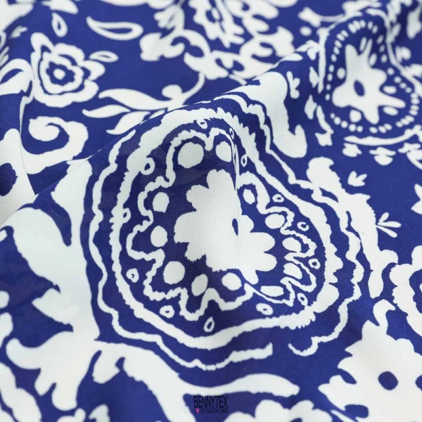 faille viscose base simple gerard de luxe bleu matine clair fond ecru