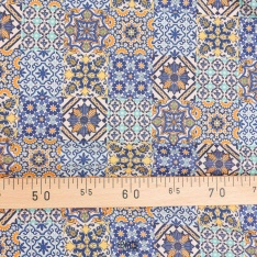 voile de coton iltalien sublime arabesque stylé bleu