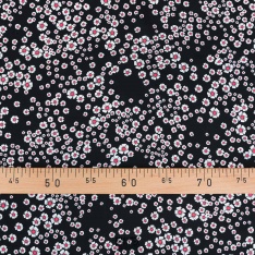twill viscose bb satiné mini fleurs noir et fleurs
