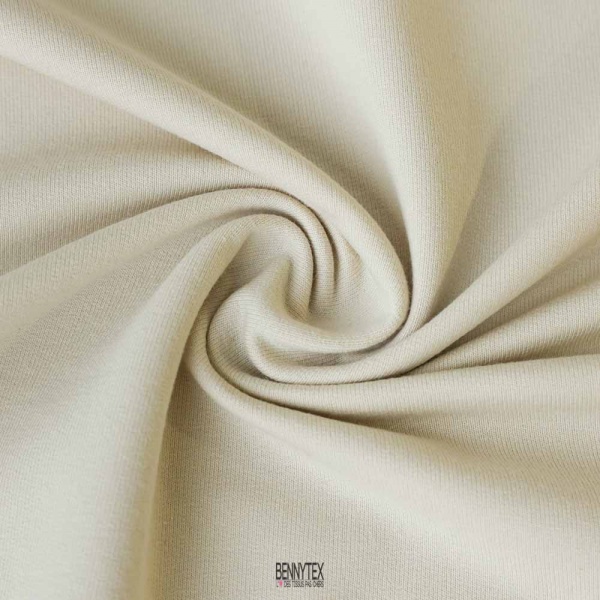 molleton coton interlock 100% beige vanille made in france