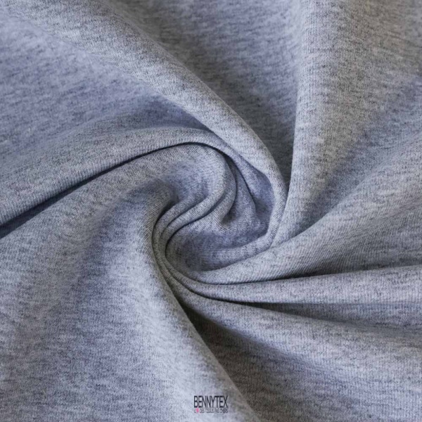 molleton coton interlock 100% gris chiné made in france