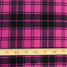 coupon velours de laine carreau fond fuchia et noir tres doux