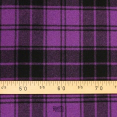 coupon velours de laine carreau fond violet et noir tres doux
