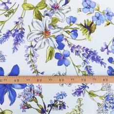 grain piquet de coton lourd fleurs fond blanc