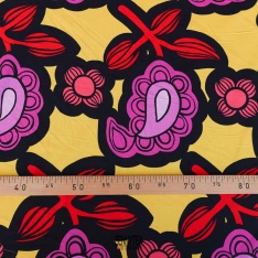 popeline de coton 120fils luxe fond jaune abeille fushianoir