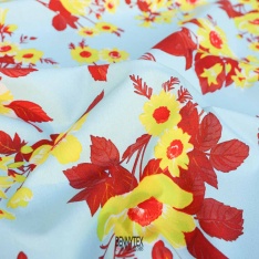 popeline de coton 120 fils ciel rouge carmi bordeau jaune