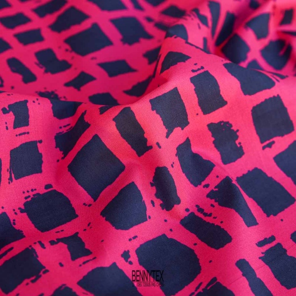 popeline souple 100% coton fushia rayure